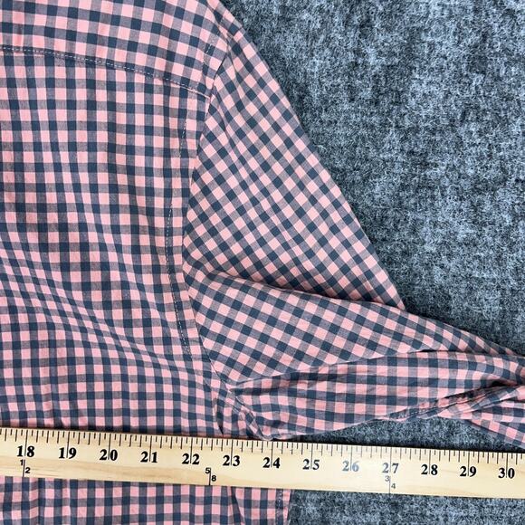 Old Navy Shirt Mens XL Orange Check Poplin Everyday Slim Fit Business Casual - Picture 5 of 7